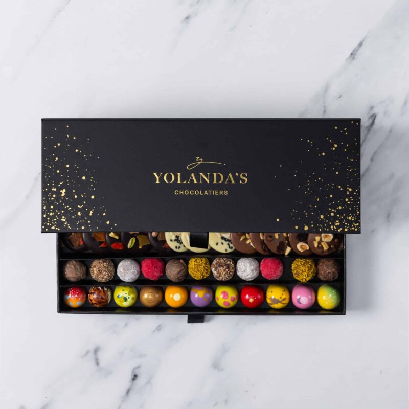 Chest of Selections Opened with Bonbons, Truffles and Mediants